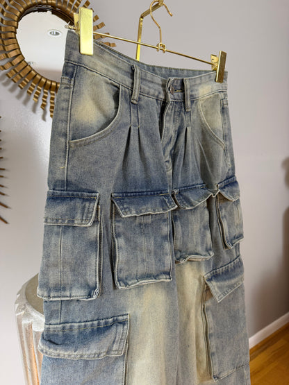 Milano - Blue Cargo High Waist Jeans