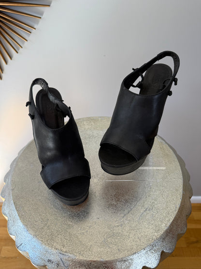 Diesel - Black Leather Platform Sandals