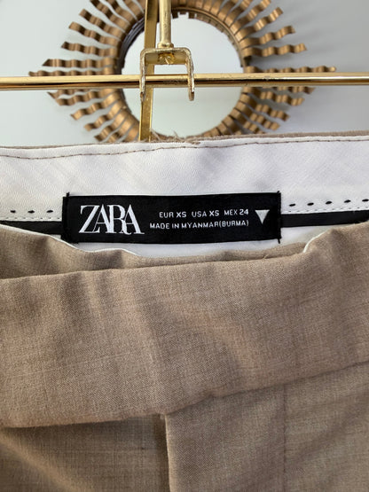 Zara - Tan High Asymmetrical Waist Trousers