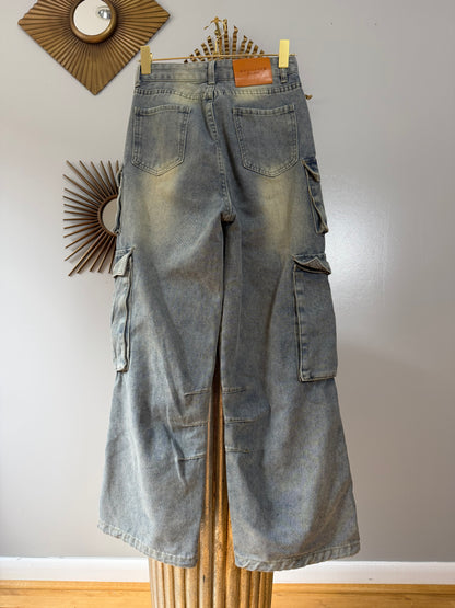 Milano - Blue Cargo High Waist Jeans