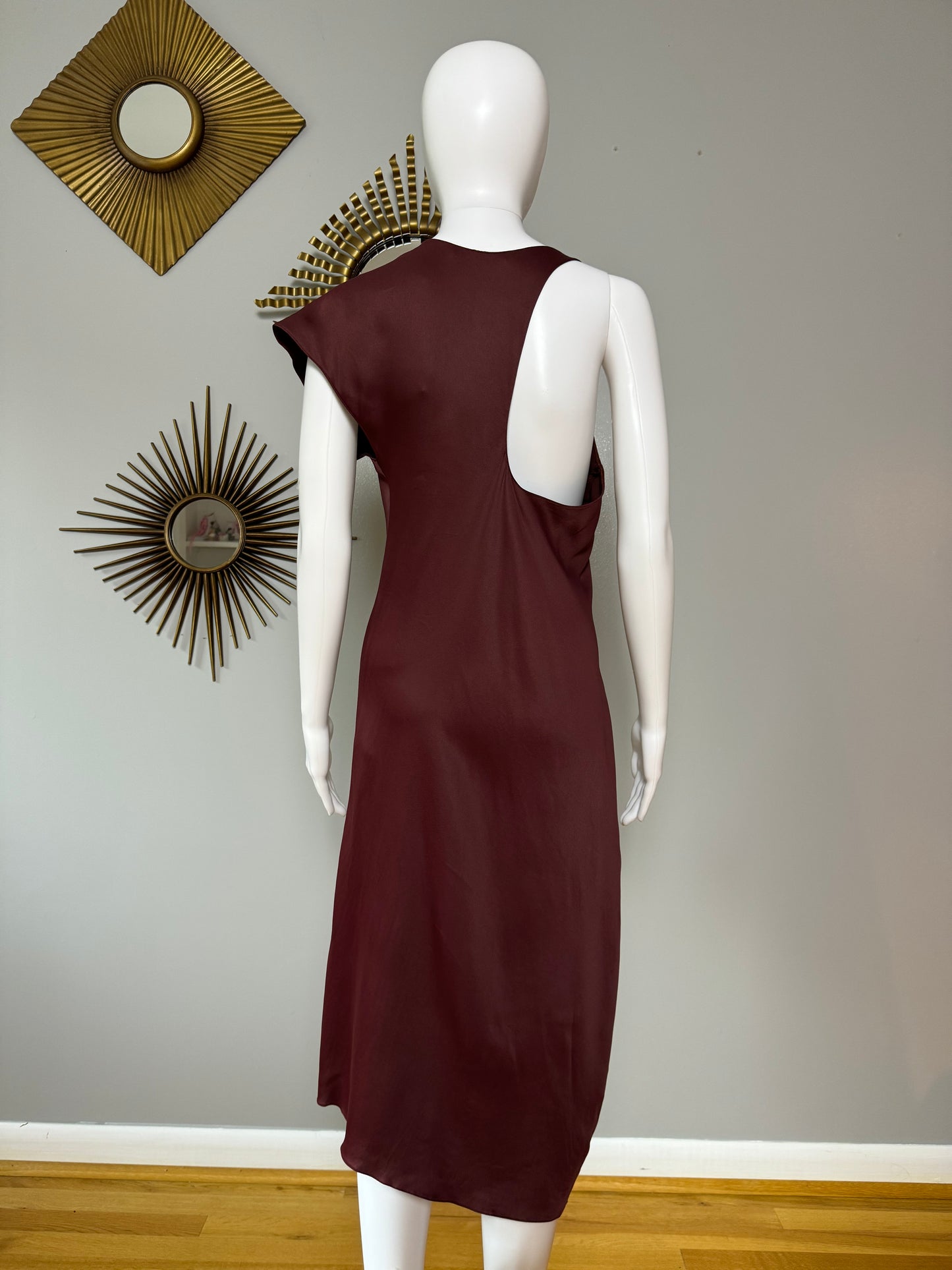 ZARA - Burgundy Asymmetrical Midi Dress