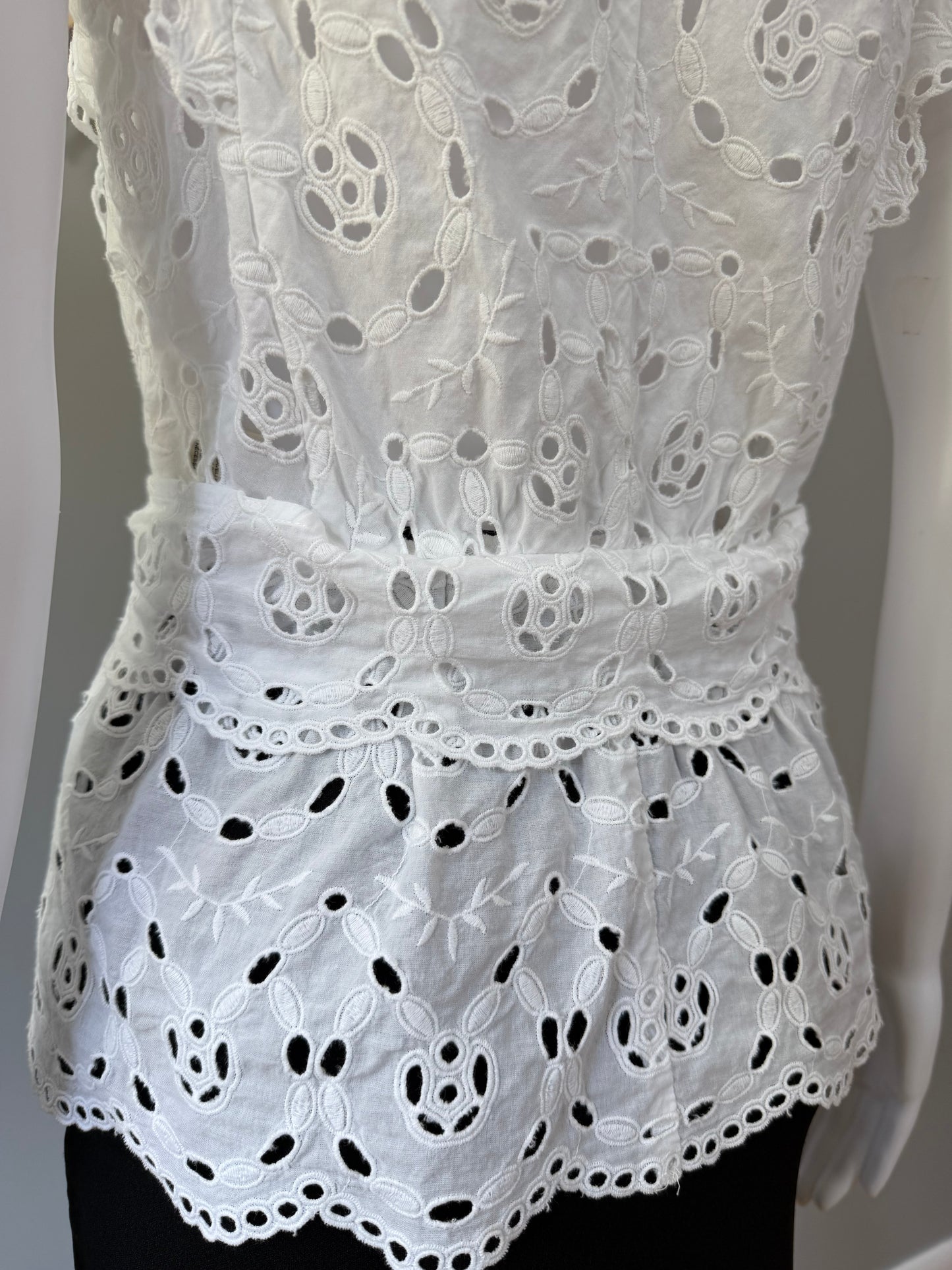 Rebecca Taylor - White Eyelet Cotton Top