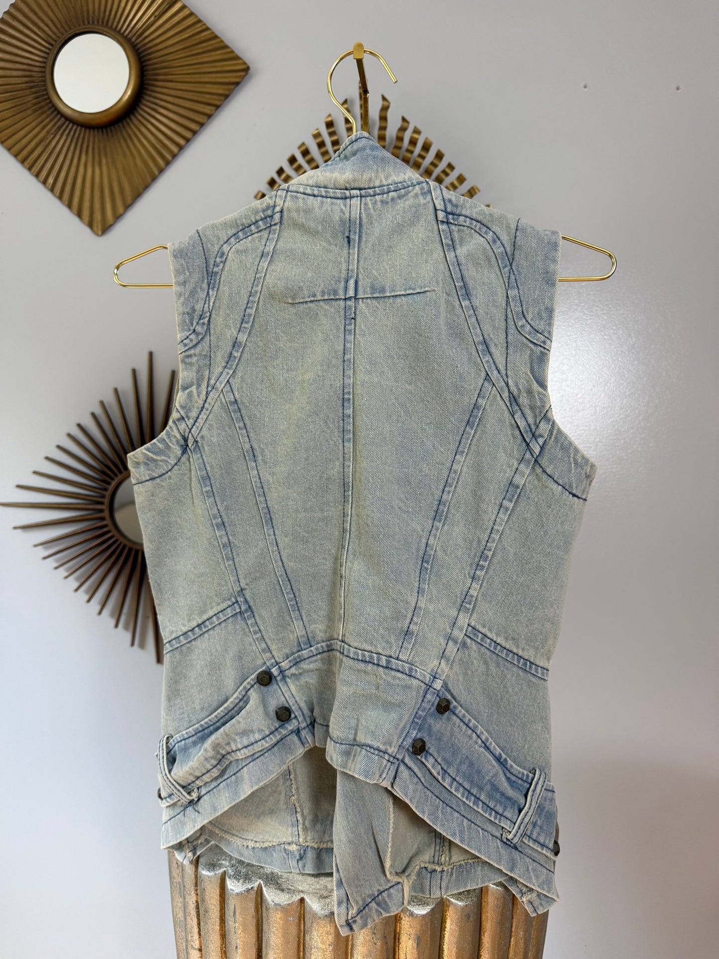 Denim Studded Moto Vest