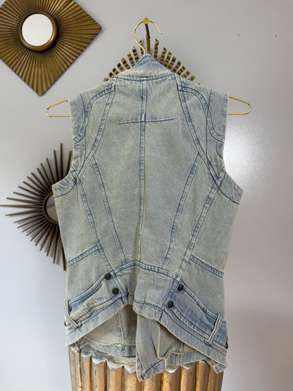 Denim Studded Moto Vest