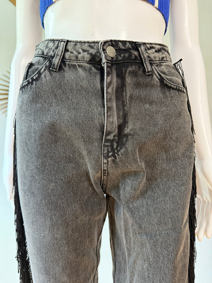 Nasty Gal - Black Fringe Jeans