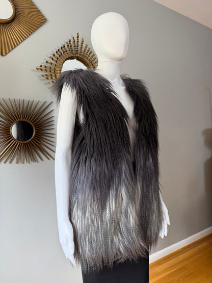 Melissa Paige - Grey Ombre Faux Fur Long Vest