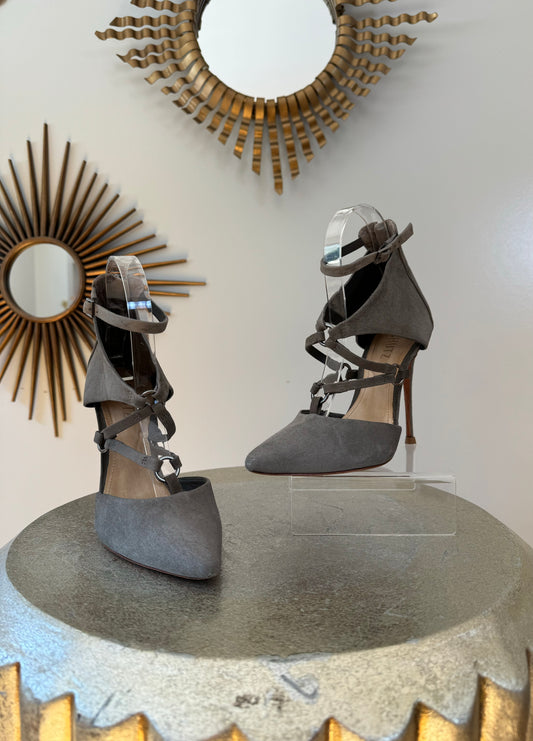 Schutz - Grey Dezi Suede Harness Heels