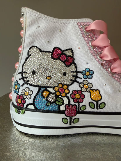 Converse - Hello Kitty White & Pink Bedazzled High Top Sneakers