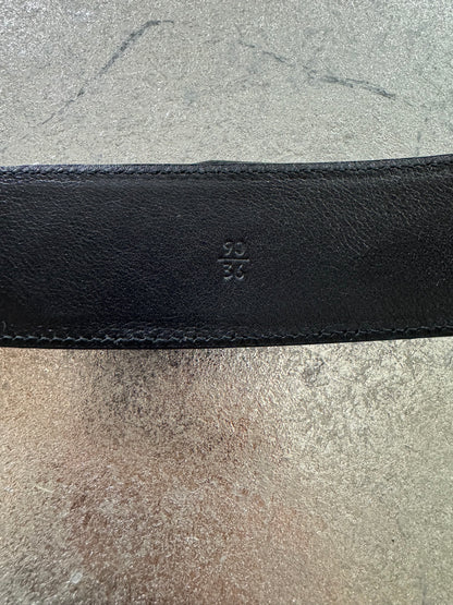 PRADA - Black Patent Leather Belt w/ Silver Square Buckle