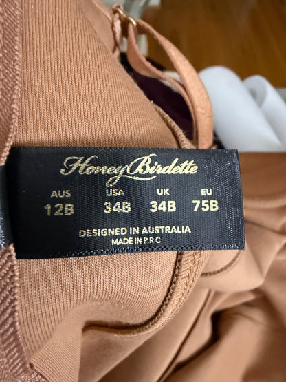 Honey Birdette - Tan Leatherette Midi Dress