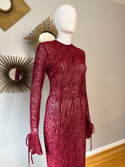 Miss Circle - Red Waylynn Velvet Burnout Maxi Dress