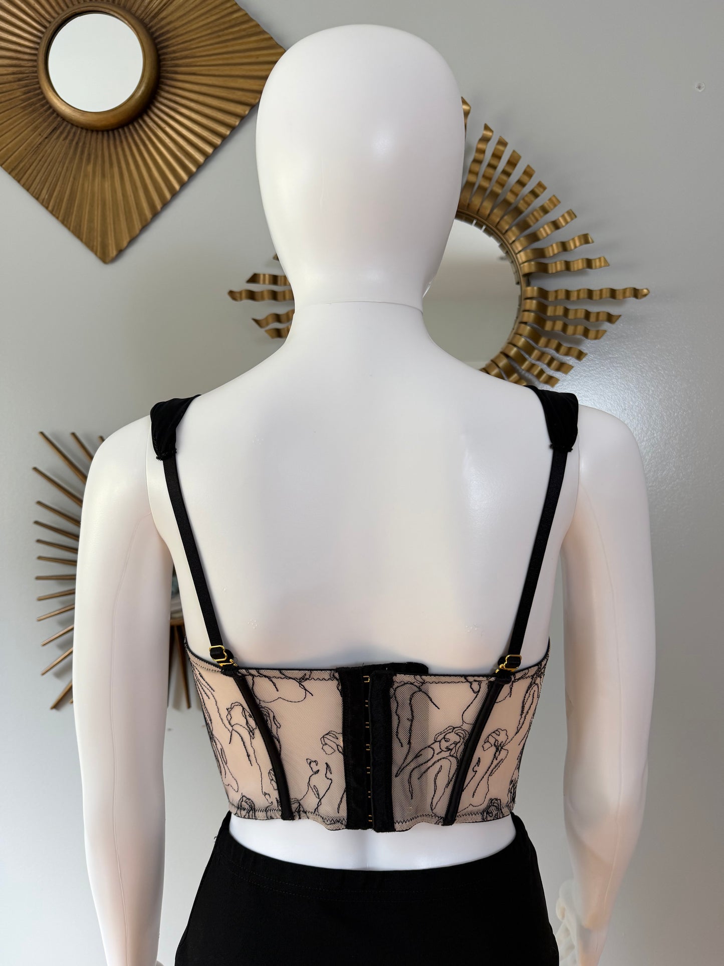 Cream Portrait Embroidered Corset Top