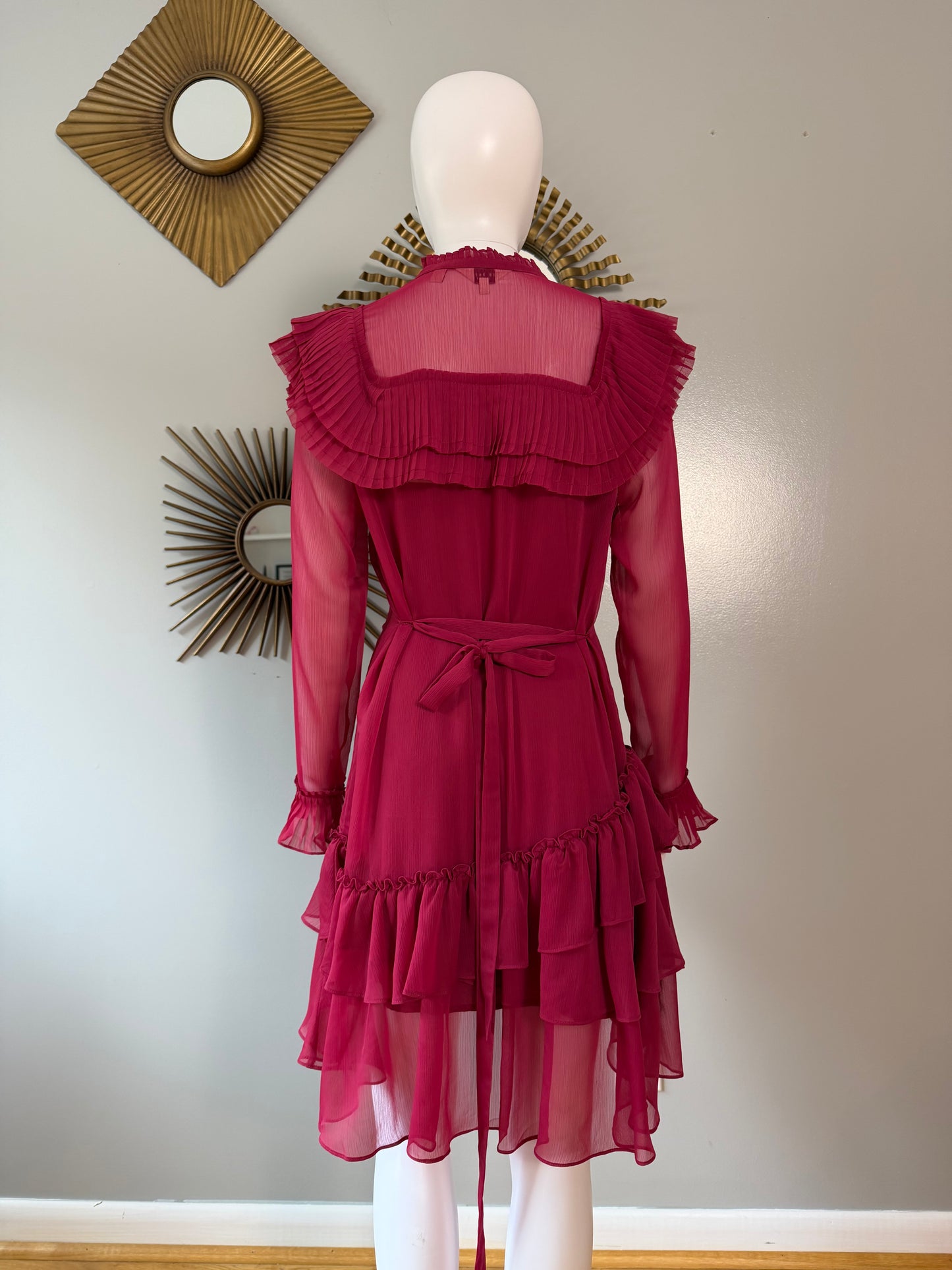 Ted Baker London - Pink Anastai Ruffled Long Sleeve Dress