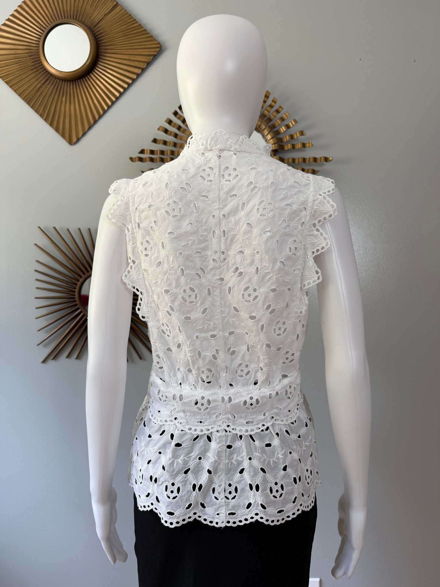 Rebecca Taylor - White Eyelet Cotton Top