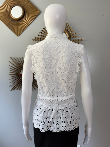 Rebecca Taylor - White Eyelet Cotton Top