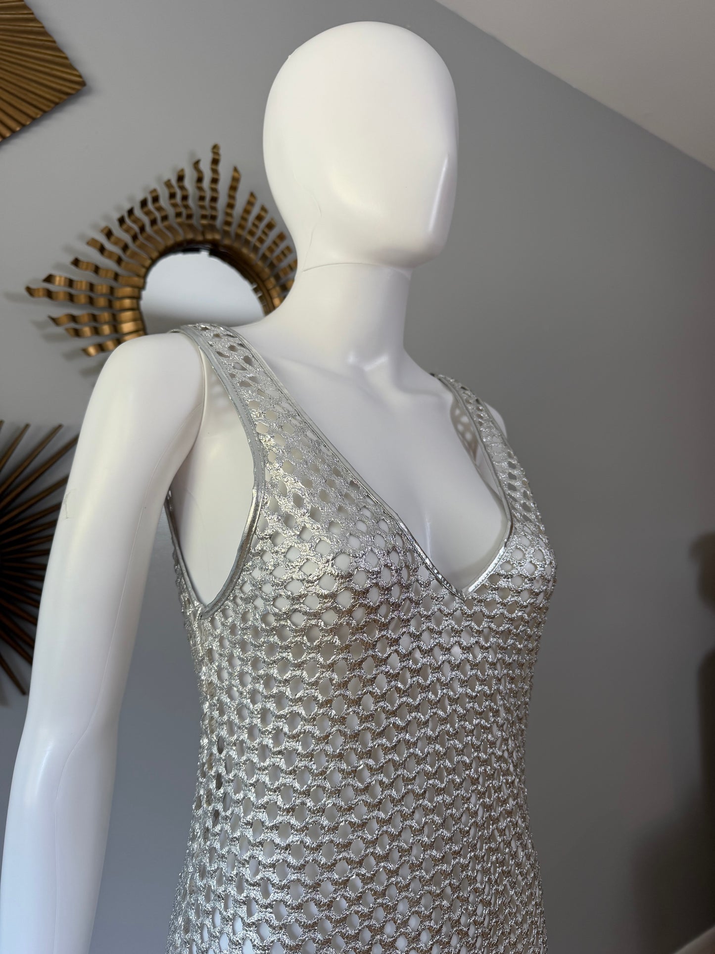 ZARA - Silver Faux Leather Mesh Coverup