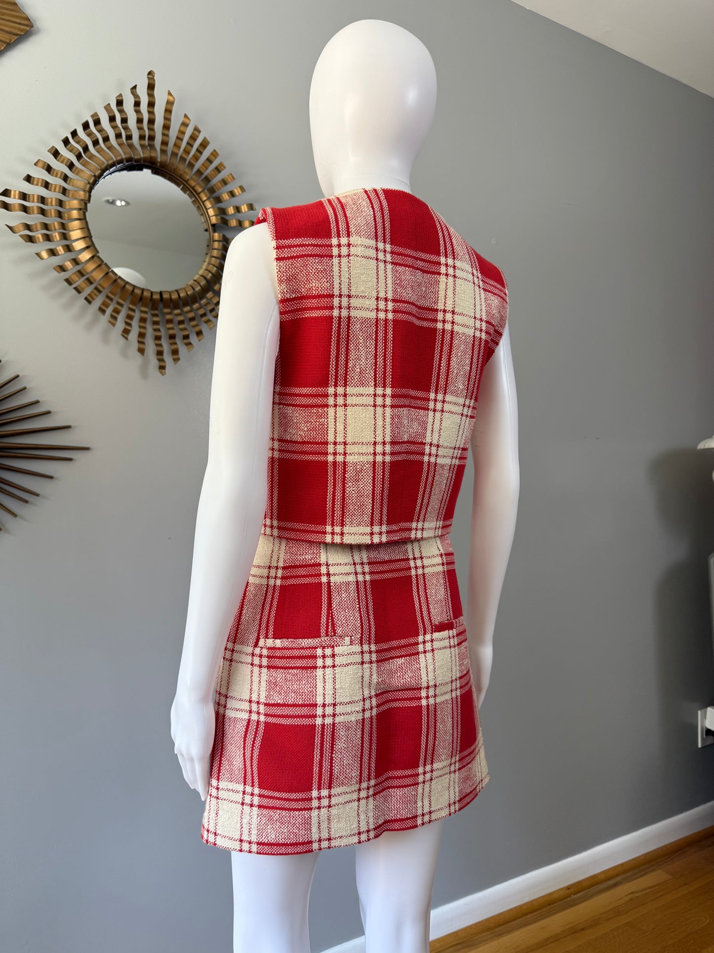 Zara - Red Plaid Skirt Set