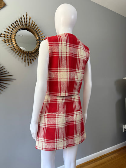 Zara - Red Plaid Skirt Set