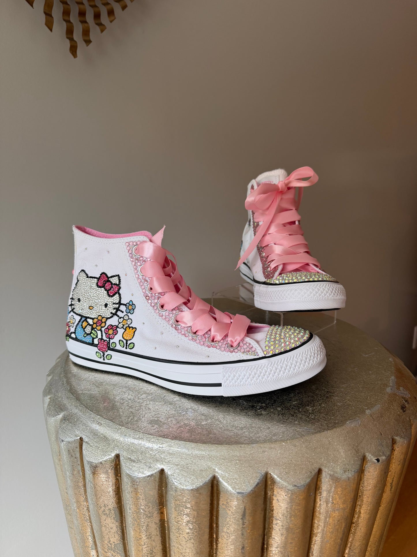 Converse - Hello Kitty White & Pink Bedazzled High Top Sneakers