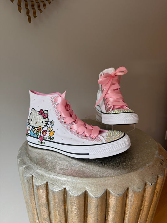 Converse - Hello Kitty White & Pink Bedazzled High Top Sneakers