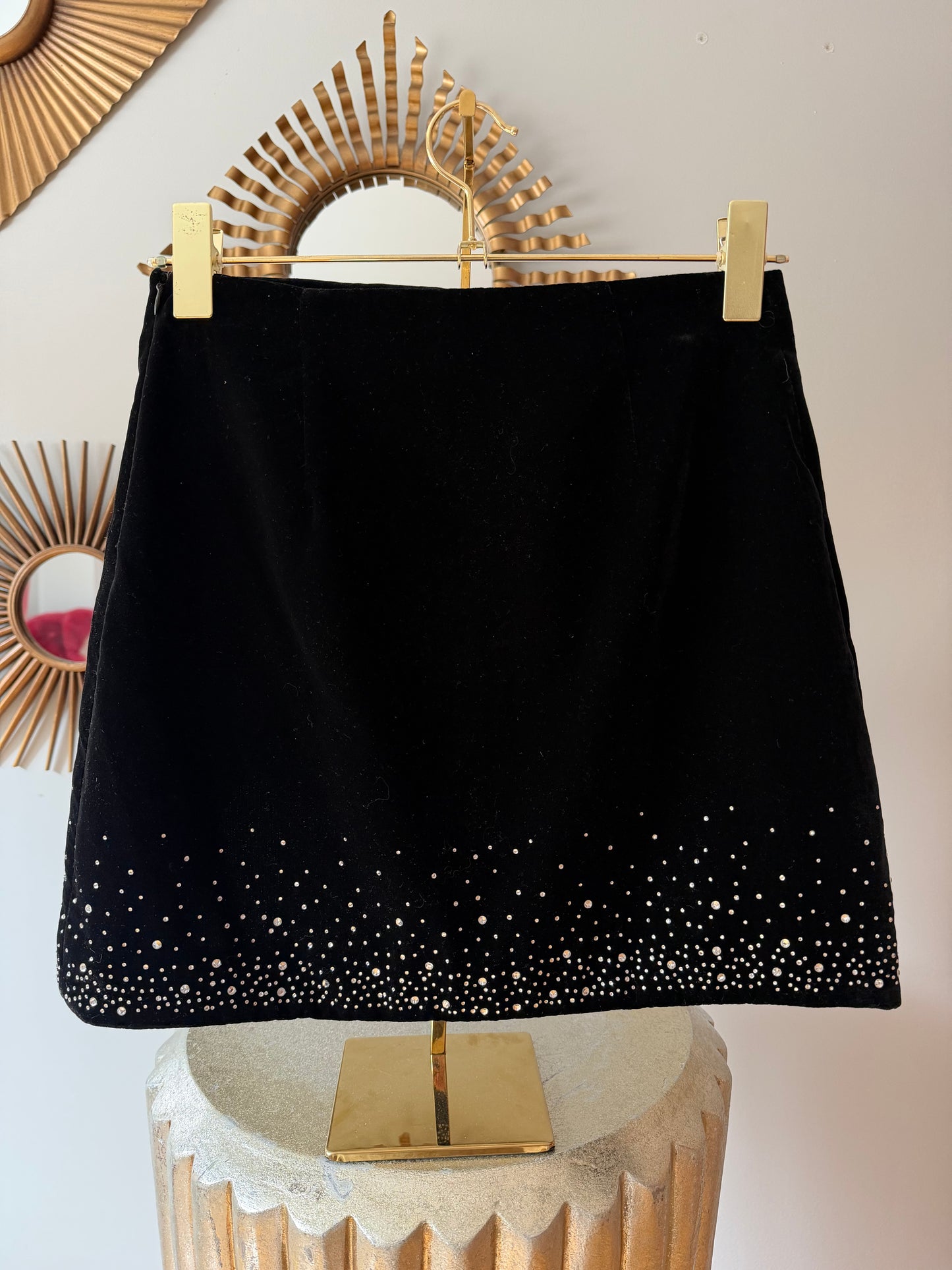 Zara - Black Mini Skirt w/ Rhinestone Accents