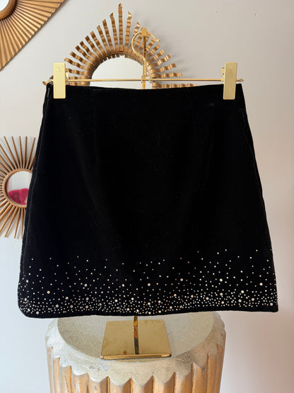 Zara - Black Mini Skirt w/ Rhinestone Accents