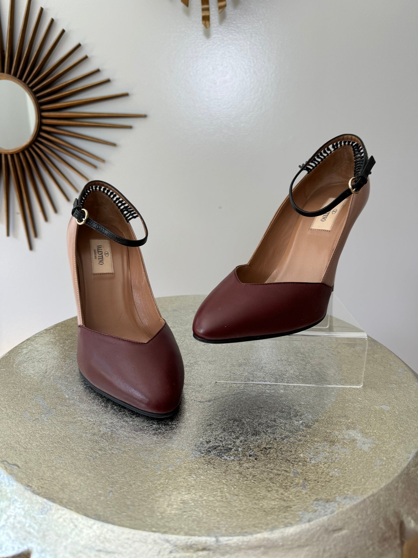 VALENTINO - Burgundy Scarpe Leather D’Orsay Heels