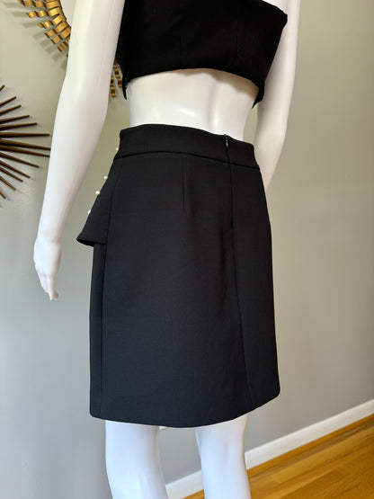 ZARA - Black Peplum Mini Skirt w/ Pearl Details