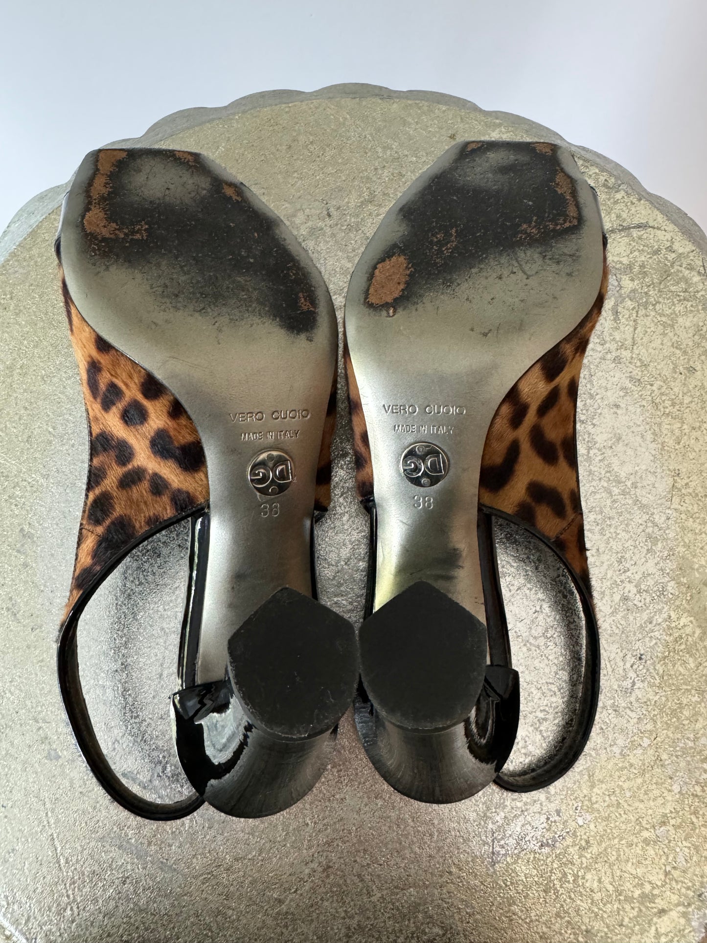 Dolce & Gabbana -  Brown Leopard Slingback Pumps