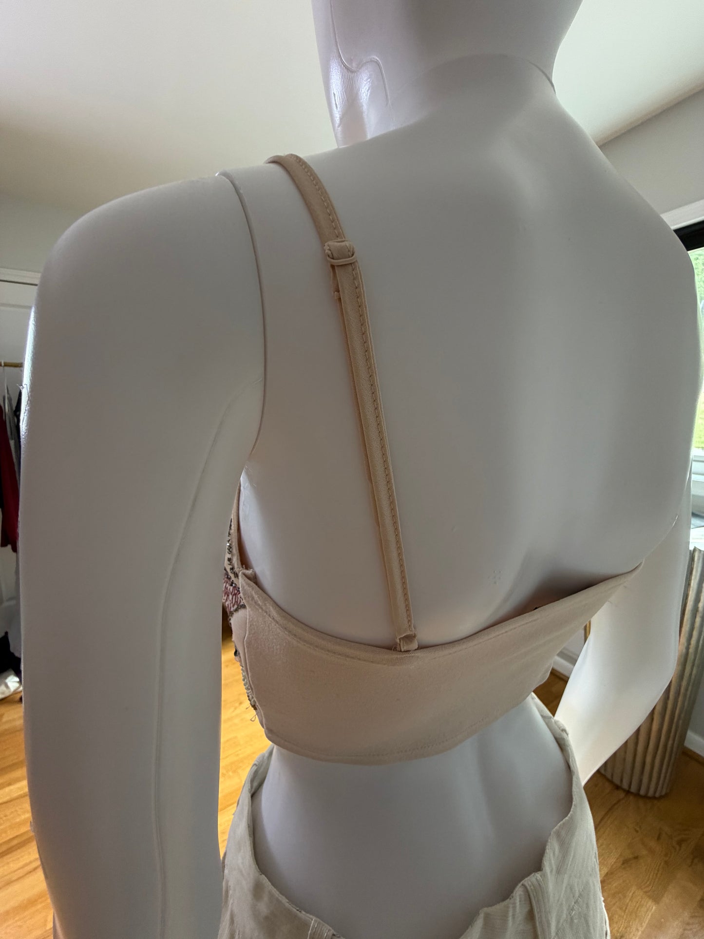 ZARA - Cream Beaded Crop Top
