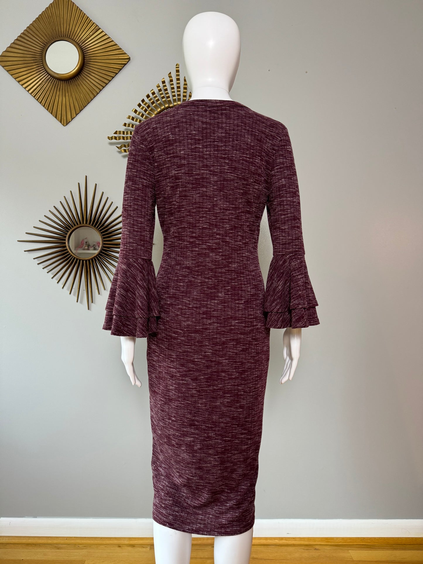 Lulu’s - Burgundy Ribbed Button Up Midi Dress