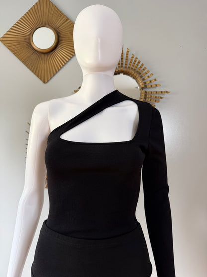 ZARA - Black One Shoulder Cutout Bodysuit