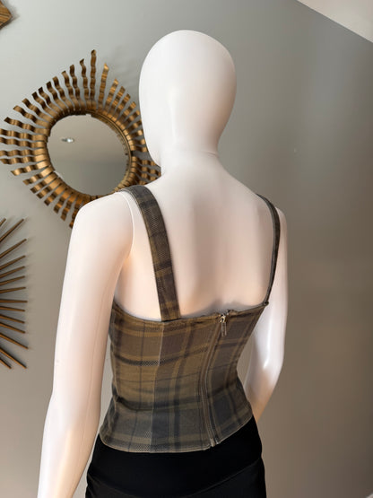 WeWoreWhat - Green Plaid Bustier Top
