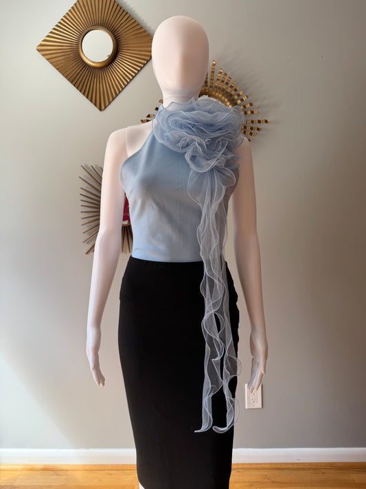 Karen Millen - Blue Tulle Rosette Bodysuit