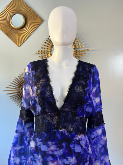 Belle Badgley Mischka - Blue & Purple Maxi Dress w/ Lace Details