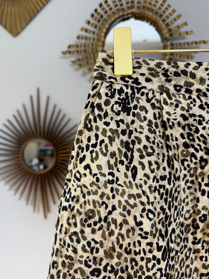 Zara - Cheetah Print Linen-blend Shorts