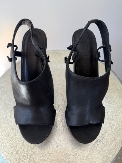Diesel - Black Leather Platform Sandals