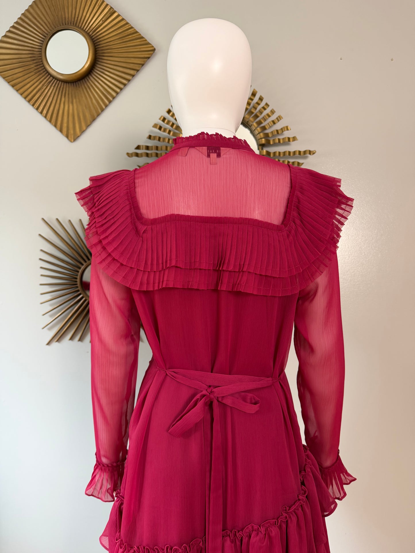 Ted Baker London - Pink Anastai Ruffled Long Sleeve Dress