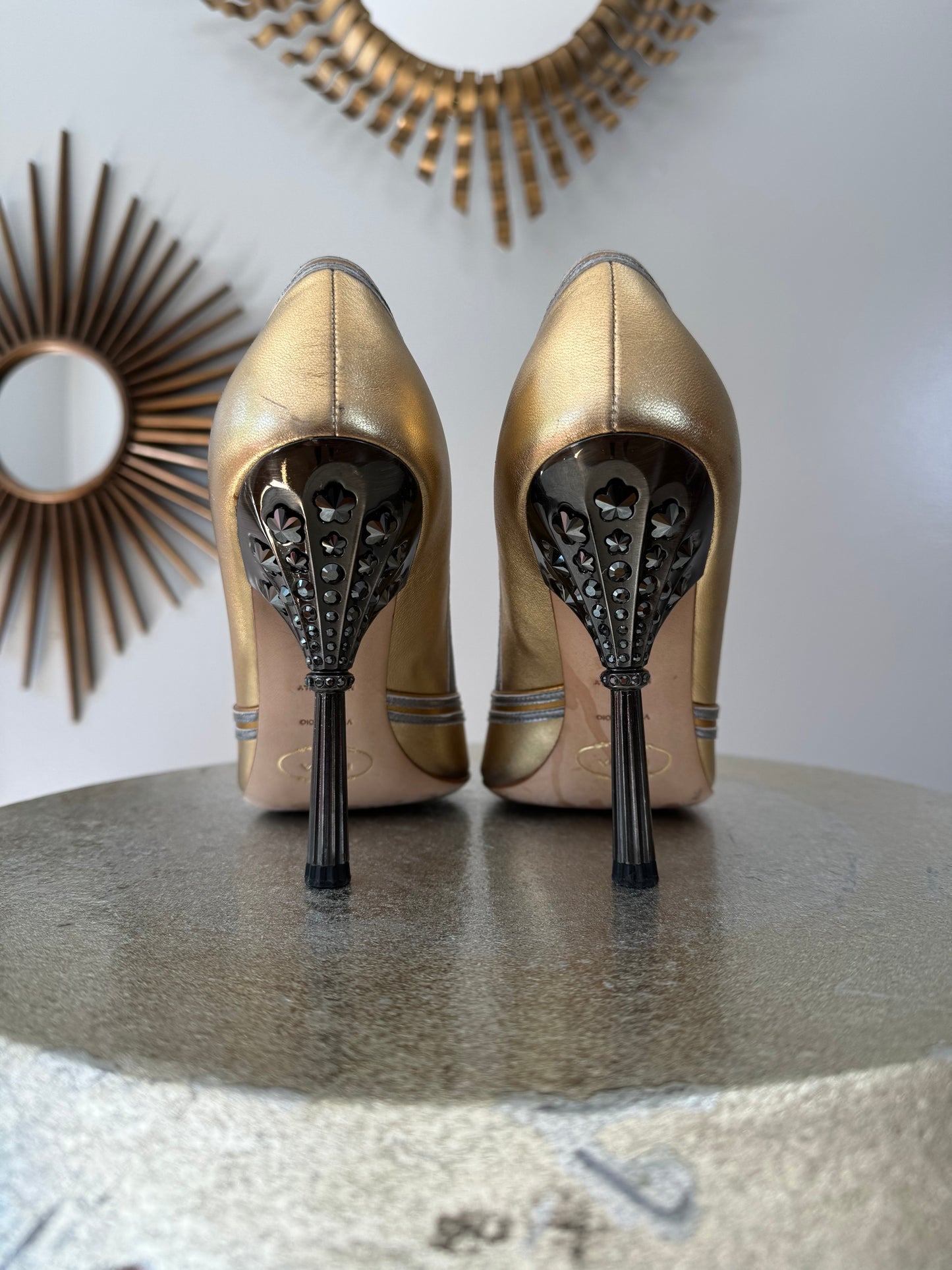 PRADA - Gold/Silver Calzature Donna Platino Heels