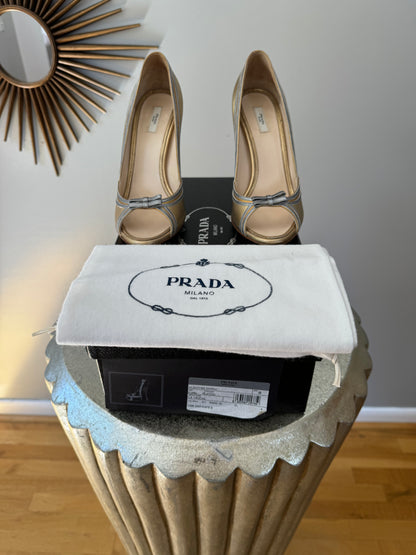 PRADA - Gold/Silver Calzature Donna Platino Heels