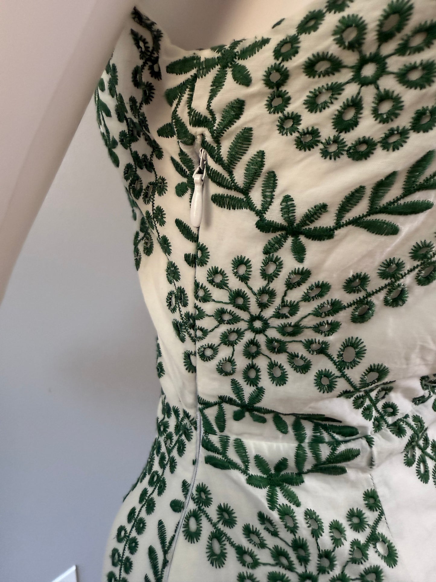 ZARA - Green Embroidered Midi Dress