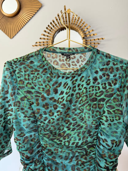 Guess - Blue Animal Print Mesh Top
