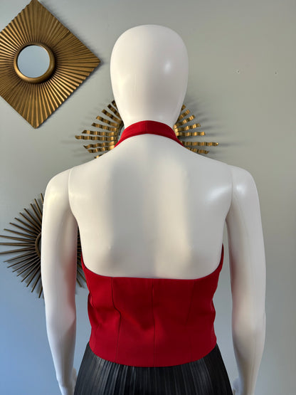 MANGO - Red Rosette Halter Vest