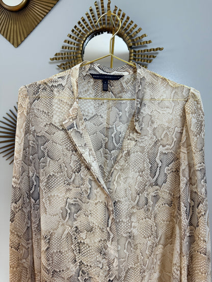 White House Black Market- Tan Python Skin Print Blouse