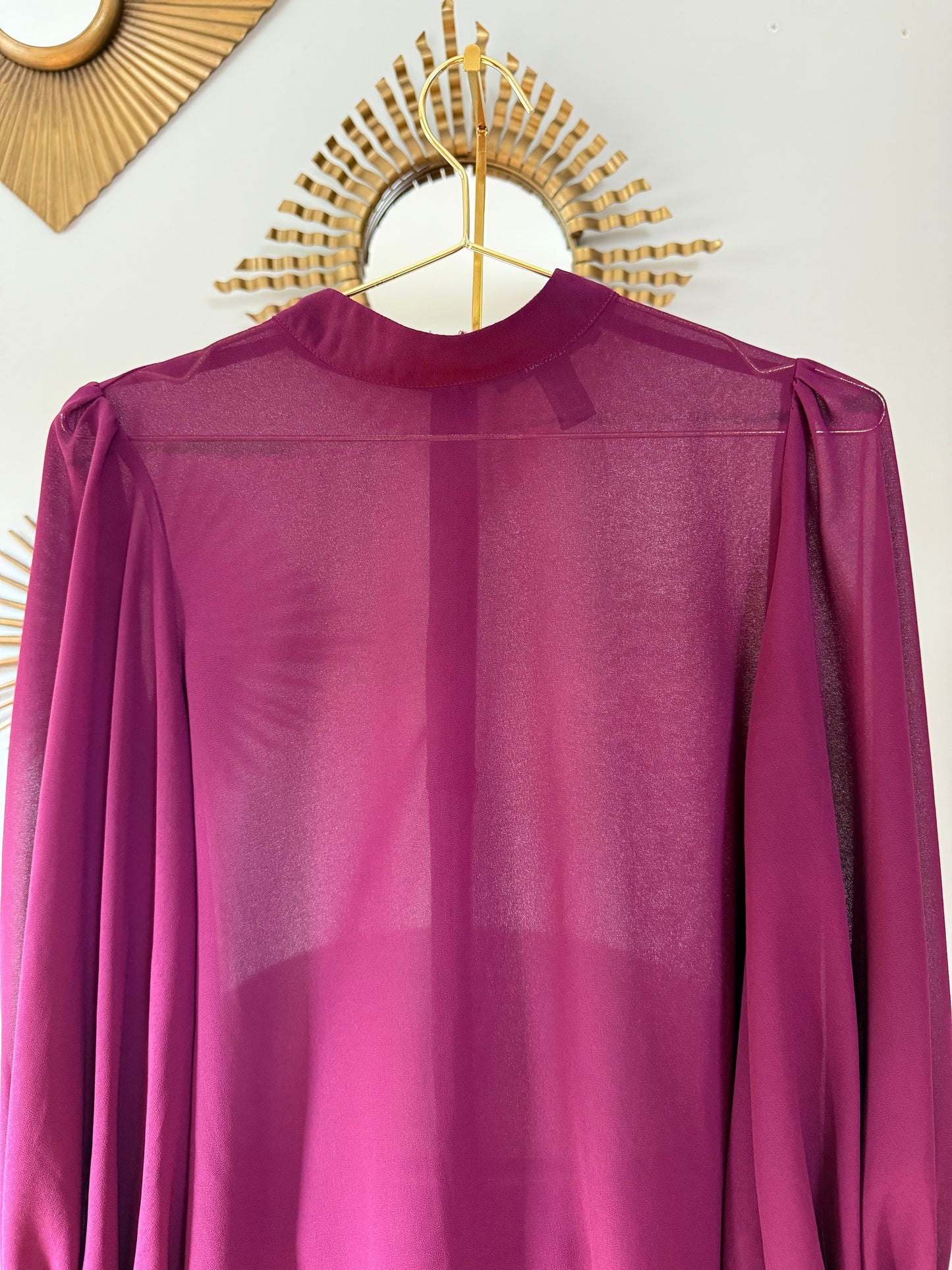 Forever 21 - Burgundy Sheer Long Sleeve Top
