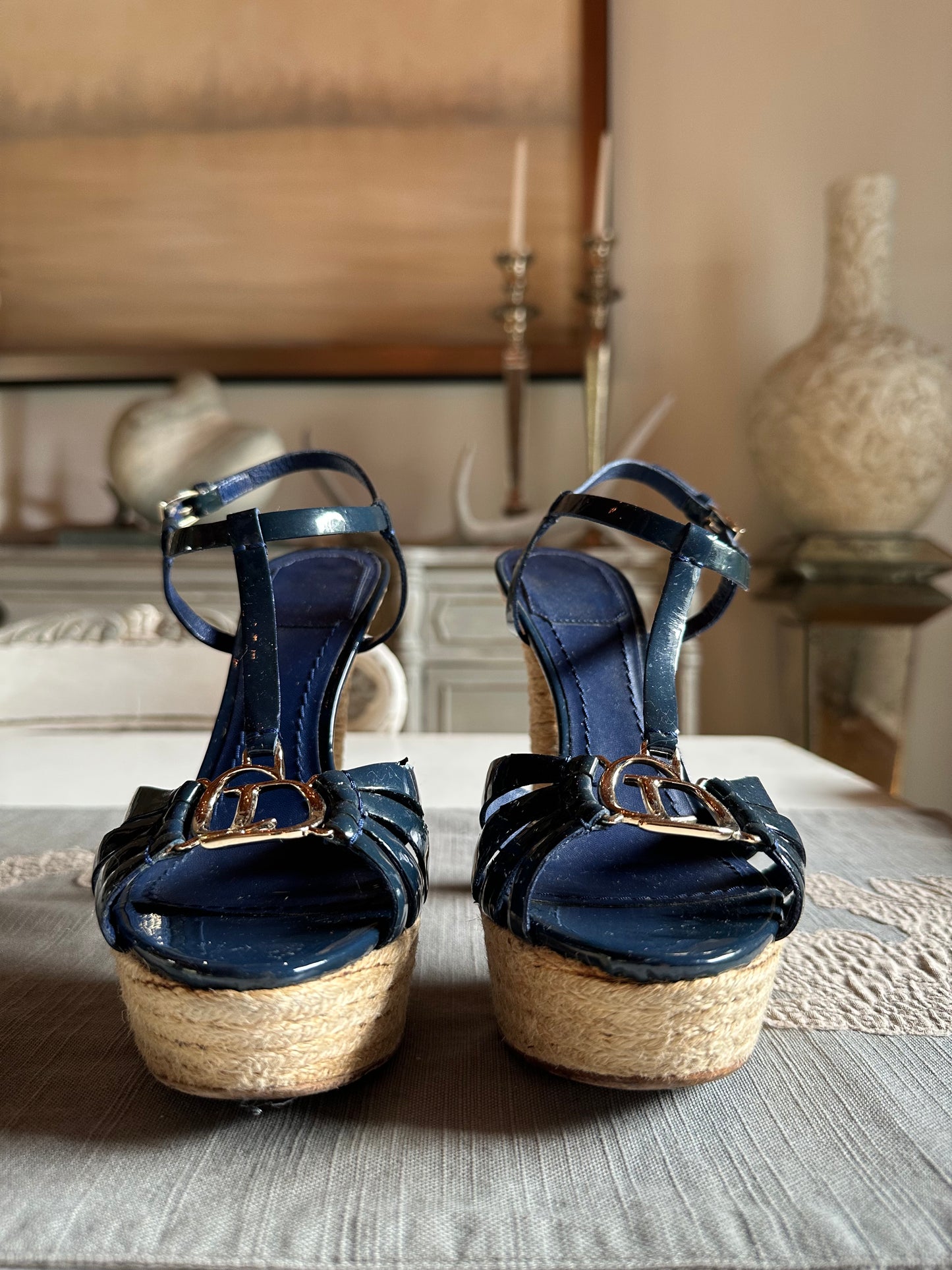 Christian Dior - Blue Patent Leather Strappy Sandals