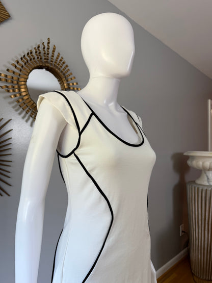 Express - White Mini Dress W/ Black Piping