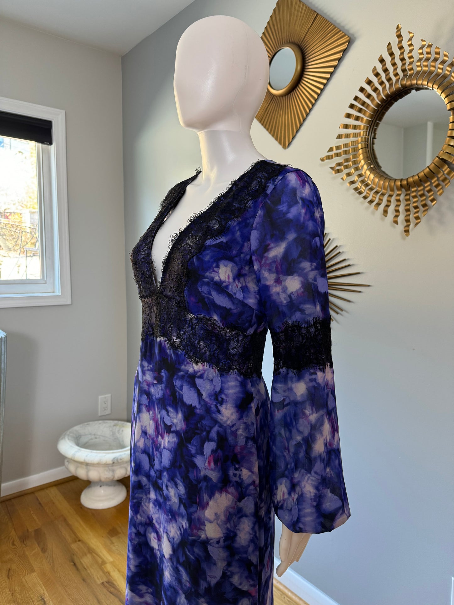 Belle Badgley Mischka - Blue & Purple Maxi Dress w/ Lace Details