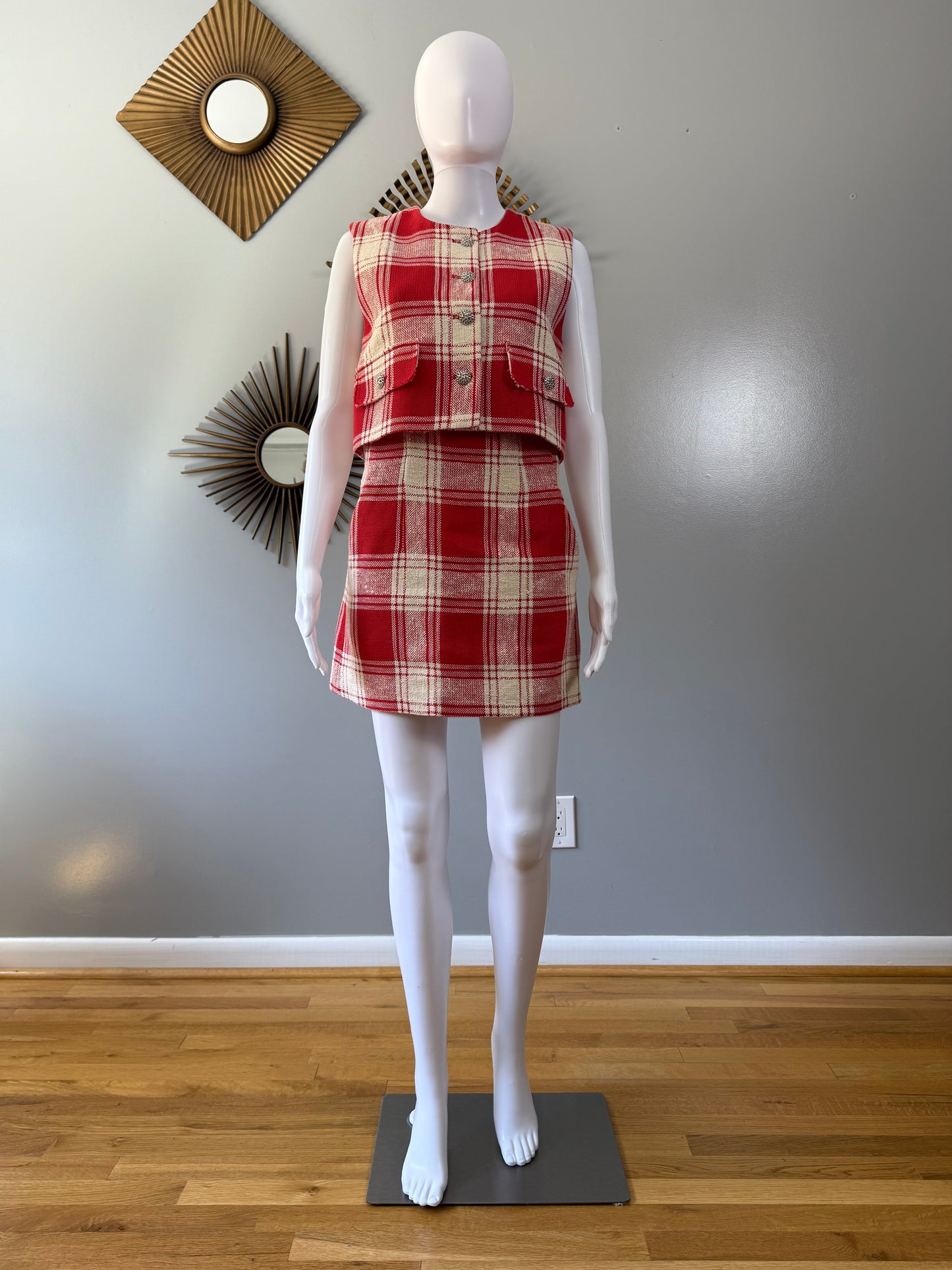 Zara - Red Plaid Skirt Set
