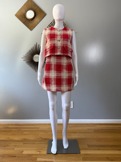 Zara - Red Plaid Skirt Set